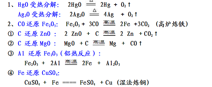 人教版高中化学必修二化学方程式