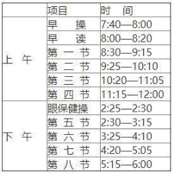 全国重点高中作息时间安排表