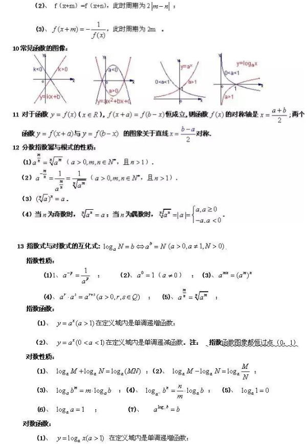 高中必背88个数学公式 高考必背重点数学公式