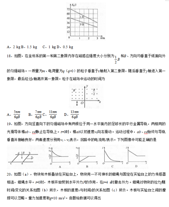 2019全国3卷高考理综试题【word精校版】