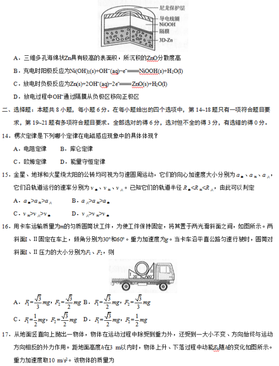 2019全国3卷高考理综试题及答案【word真题试卷】