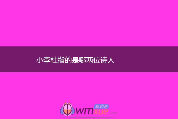 小李杜指的是哪两位诗人