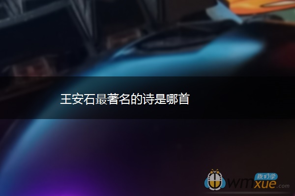王安石最著名的诗是哪首