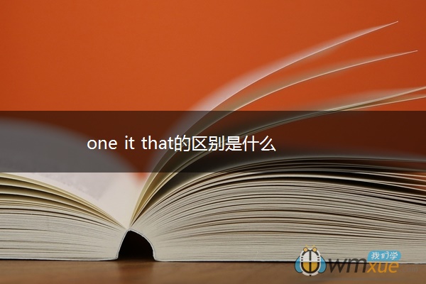 one it that的区别是什么