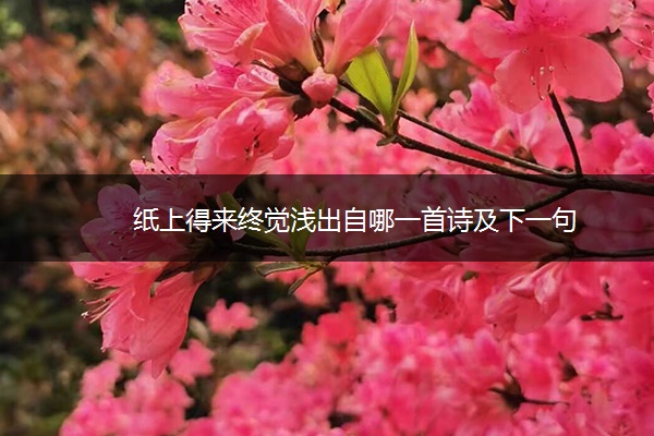 纸上得来终觉浅出自哪一首诗及下一句