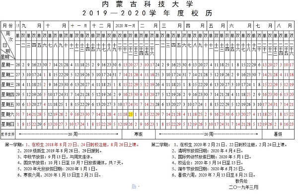 2020年内蒙古各高校寒假放假时间