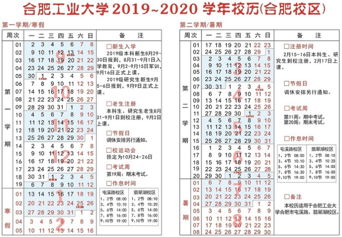 2020合肥工业大学寒假什么时间放