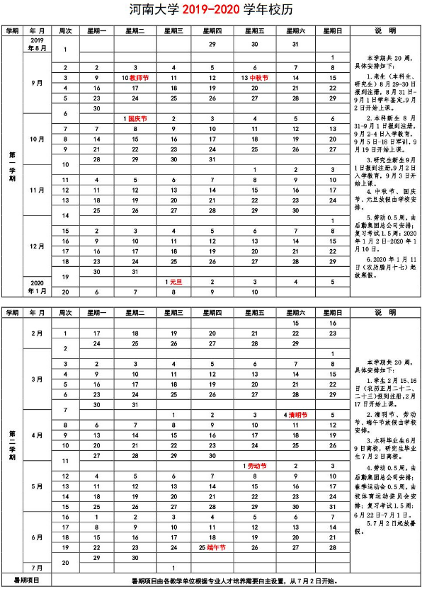 2020河南大学寒假什么时候放假