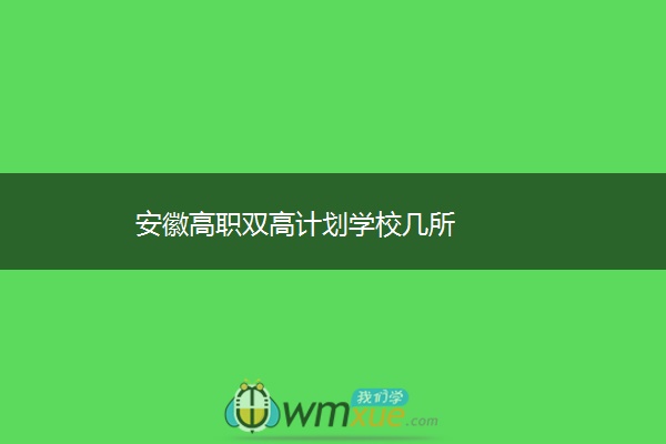 安徽高职双高计划学校几所