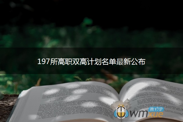 197所高职双高计划名单最新公布