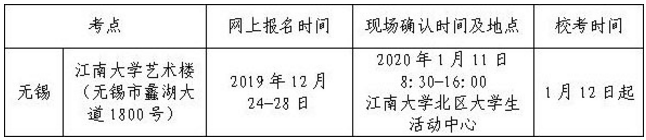 2020江南大学校考报名及考试时间