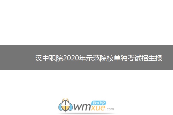 汉中职院2020年示范院校单独考试招生报考指南