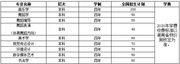 2020湖南人文科技学院艺术类招生简章