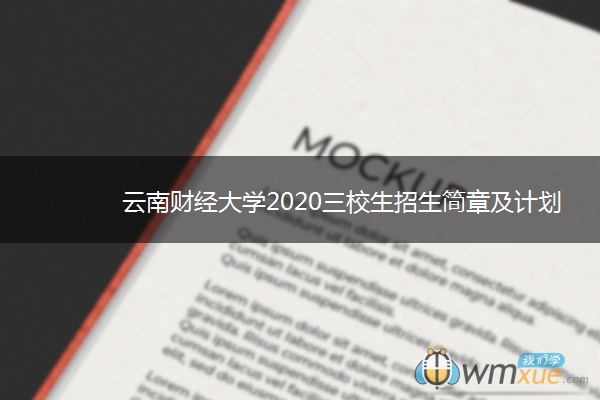 云南财经大学2020三校生招生简章及计划