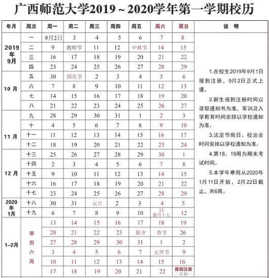 2020广西各大学寒假什么时候开学