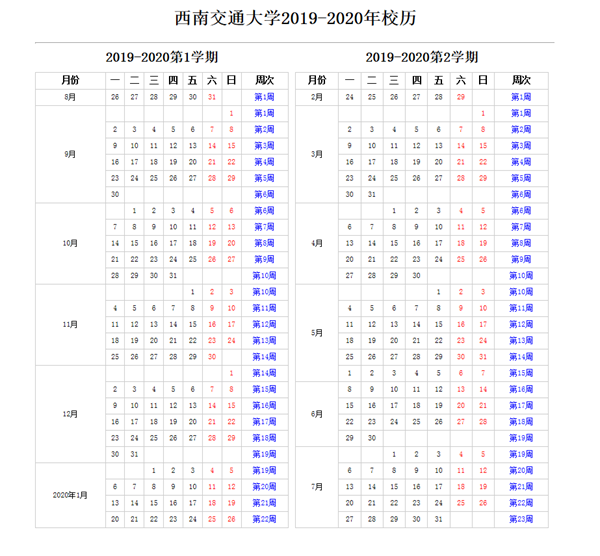 2020西南交通大学寒假开学时间