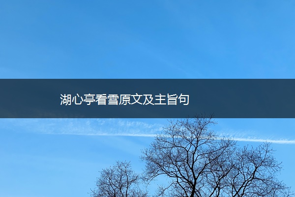 湖心亭看雪原文及主旨句