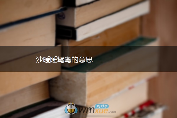 沙暖睡鸳鸯的意思