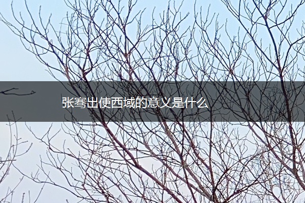 张骞出使西域的意义是什么