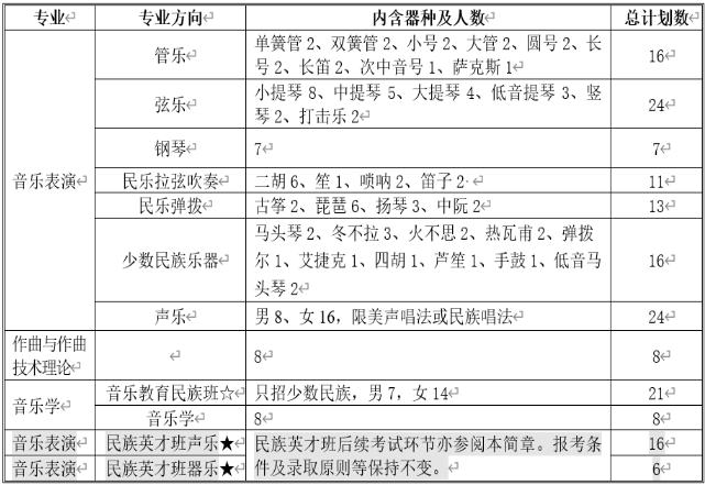 2020中央民族大学音乐学院校考招生简章