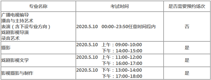 2020吉林动画学院艺术类校考时间安排