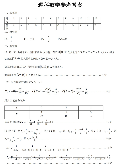 2021四川高考理科数学冲刺押题密卷及答案