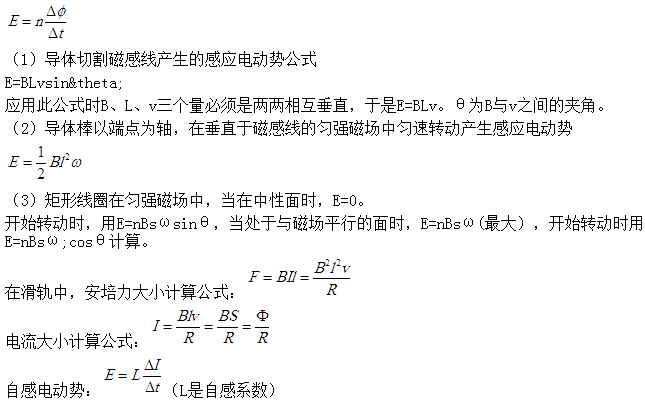 高中物理电磁感应计算公式及答题思路