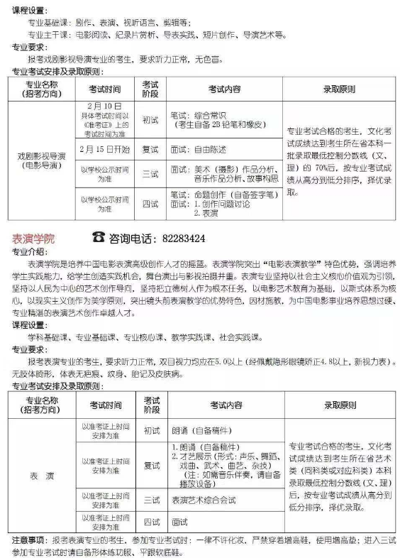 2020北京电影学院艺术类招生简章