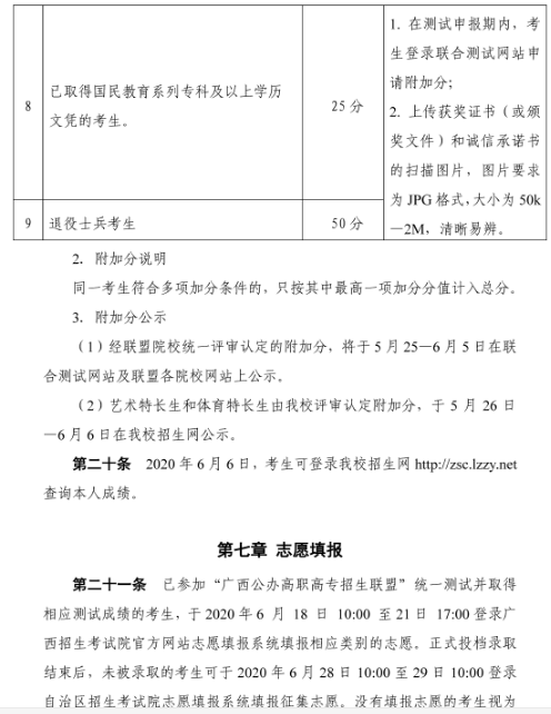 柳州职业技术学院2020高职单招简章