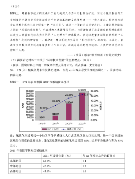 2020高三高考文科综合模拟试卷