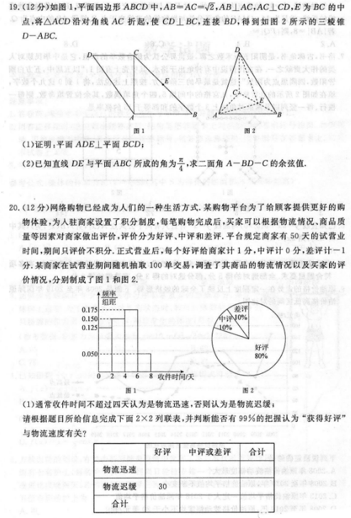 2020广西高考数学押题卷（含答案）