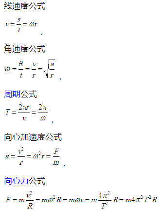 高中物理圆周运动公式总结